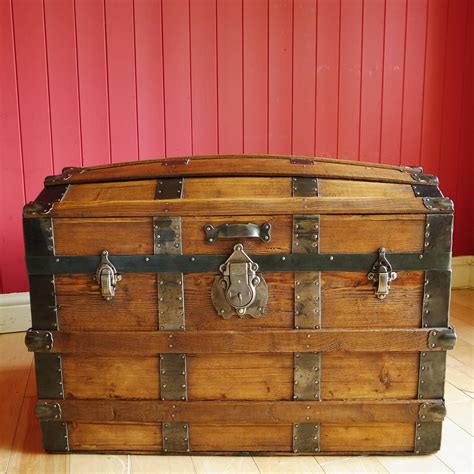 Wooden and steel trunk box 